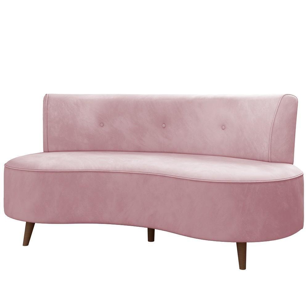 Sofá 2 Lugares Para Sala Living 135cm Pés Palito Korah K04 Veludo Rosê - Mpozenato - 1