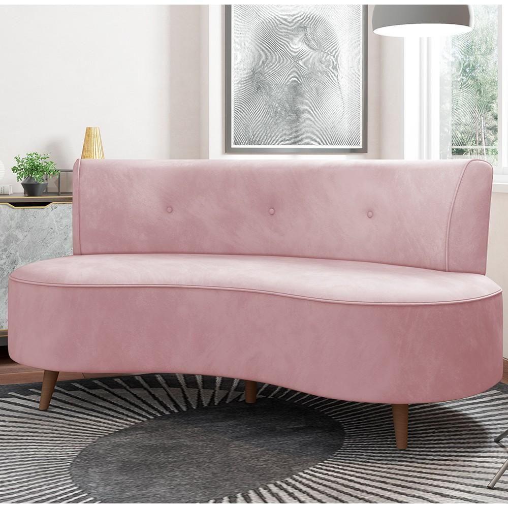 Sofá 2 Lugares Para Sala Living 135cm Pés Palito Korah K04 Veludo Rosê - Mpozenato - 2