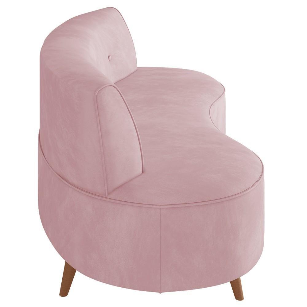 Sofá 2 Lugares Para Sala Living 135cm Pés Palito Korah K04 Veludo Rosê - Mpozenato - 6