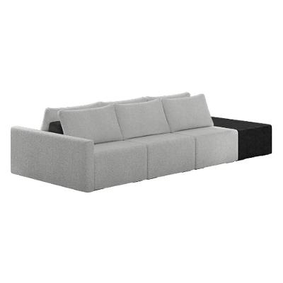 Sofá Ilha Modular Living Com Puff 312cm Georgia K04 Bouclê Cinza/preto - Mpozenato