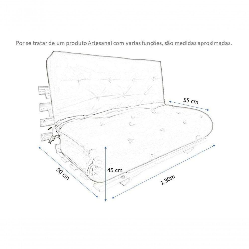 Sofa Cama Casal Futon Oriental Preto Com Madeira Preta - 4