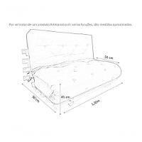 Sofa Cama Casal Futon Oriental Preto Com Madeira Preta