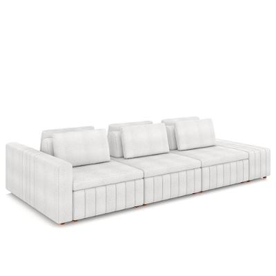 Sofá Ilha E Puff Sala Living 395cm Siesta M22 Boucle Branco - Mpozenato