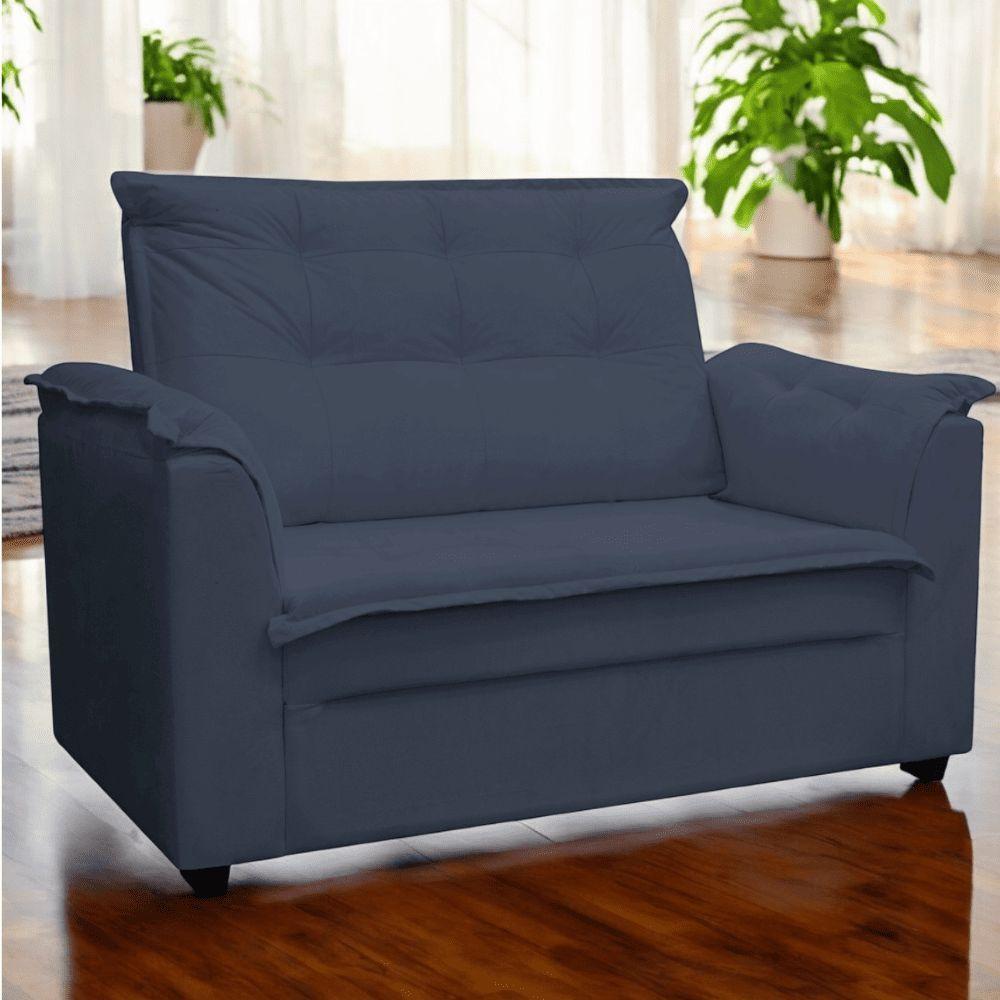 Kit 03 Sofás 2 Lugares Namoradeira Marrocos 1,40m Sala De Tv Estar Recepção Suede Azul Marinho Mabe Magazine - 4