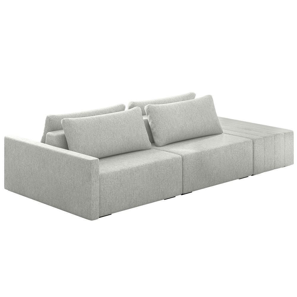 Sofá Ilha Modular Com Puff Para Sala Living 252cm Georgia K04 Linho Cinza - Mpozenato - 1