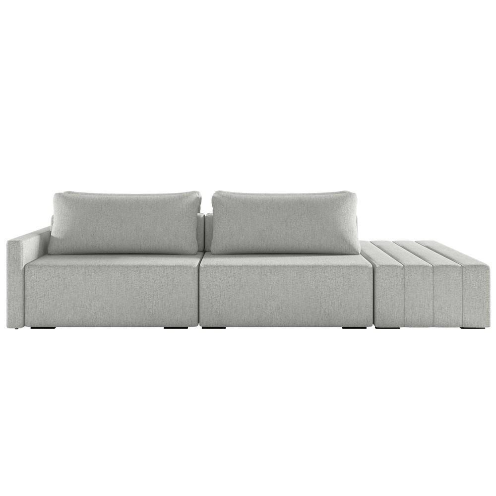 Sofá Ilha Modular Com Puff Para Sala Living 252cm Georgia K04 Linho Cinza - Mpozenato - 7