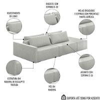 Sofá Ilha Modular Com Puff Para Sala Living 252cm Georgia K04 Linho Cinza - Mpozenato - 3