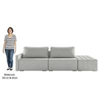 Sofá Ilha Modular Com Puff Para Sala Living 252cm Georgia K04 Linho Cinza - Mpozenato - 5