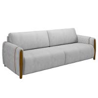 Sofá 3 Lugares 223cm Pés Madeira Amaranto M22 Veludo Cinza - Mpozenato - 1