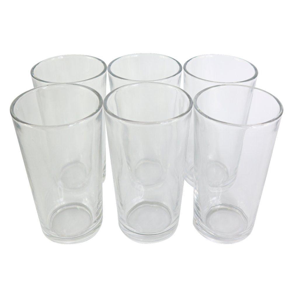Kit Com Copos De Vidro Liso 6 Unidade 240ml Perfeito Para Reuniões E Eventos - 6