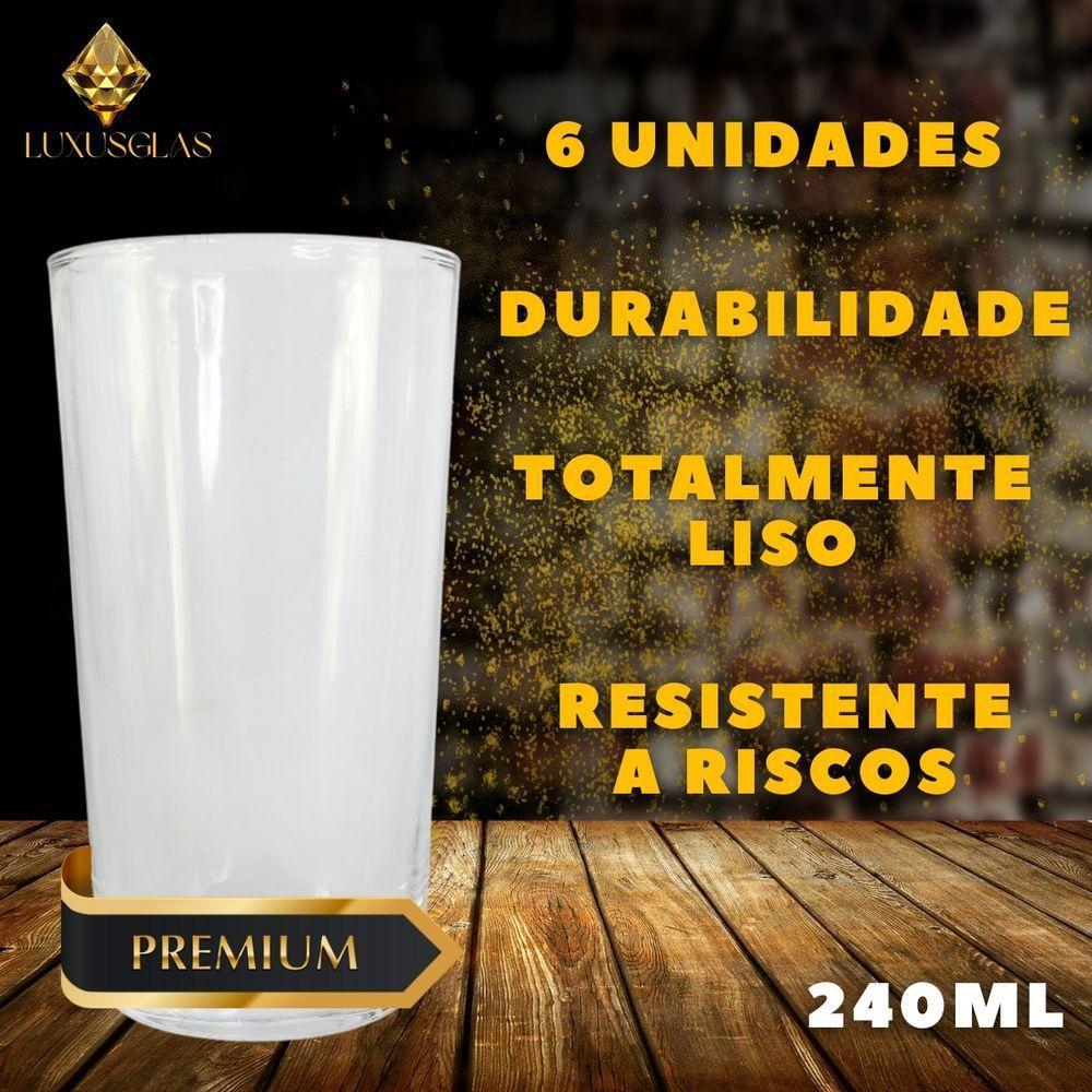 Copo Grosso 6 Unidade Transparente 240ml Resistência E Beleza Luxusglass - 3