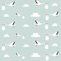 Papel De Parede Kids Cegonha Bebê - 4