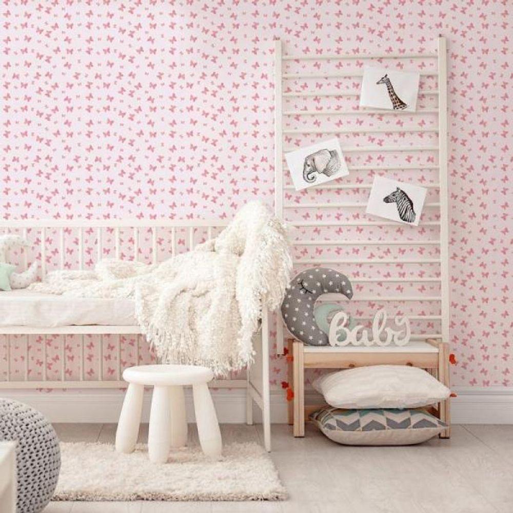 Papel De Parede Kids Borboletas Rosas - 1