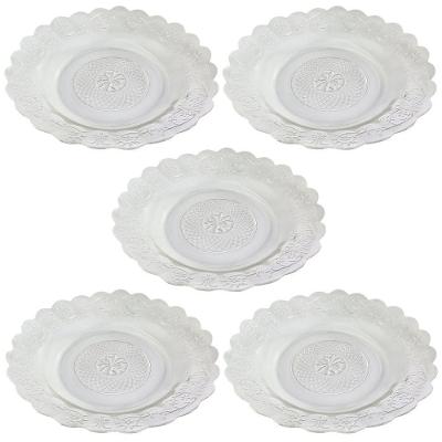 Pratos Rasos De Vidro Para Refeições Leves 5 Peças Com Relevo Decorativo