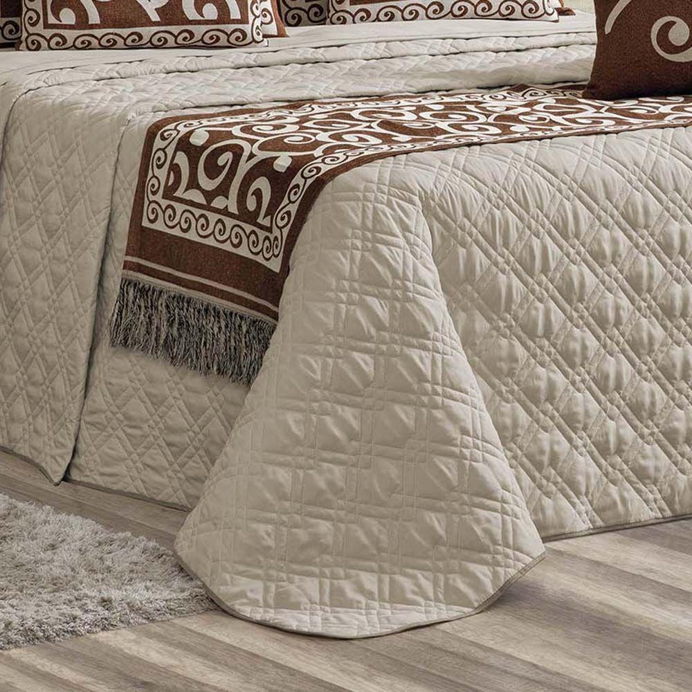 Kit Cobre Leito Colcha Tierry Queen 5 Peças Hipercal 180 Fios - Cáqui - 2