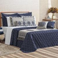 Kit Cobre Leito Colcha Tierry King 5 Peças Hipercal 180 Fios - Azul Marinho - 1