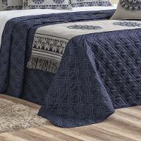 Kit Cobre Leito Colcha Tierry King 5 Peças Hipercal 180 Fios - Azul Marinho - 2