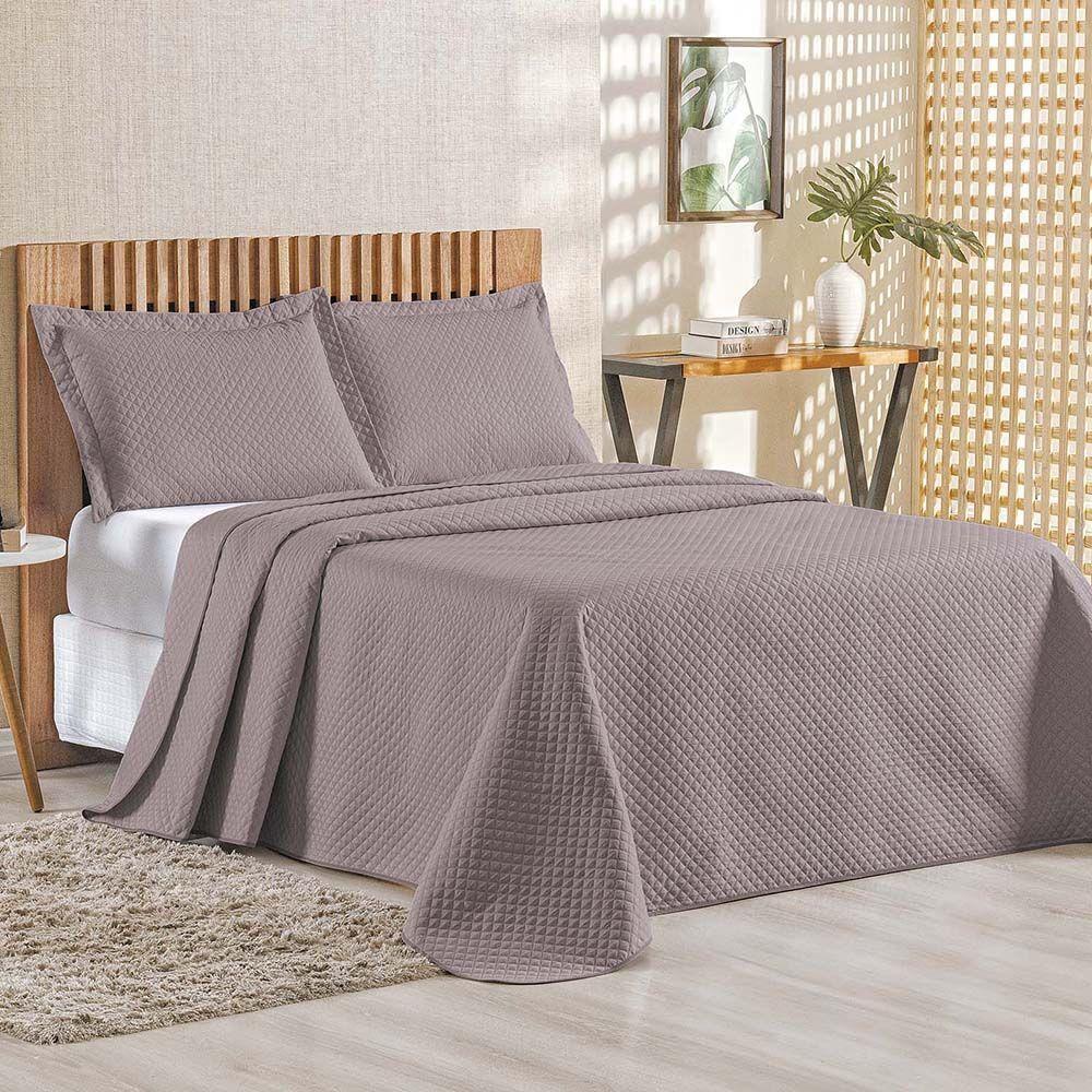 Kit Cobre Leito Colcha Ideale Queen 3 Peças Matelado Geométrico - Lavanda - 100% Poliéster - 1