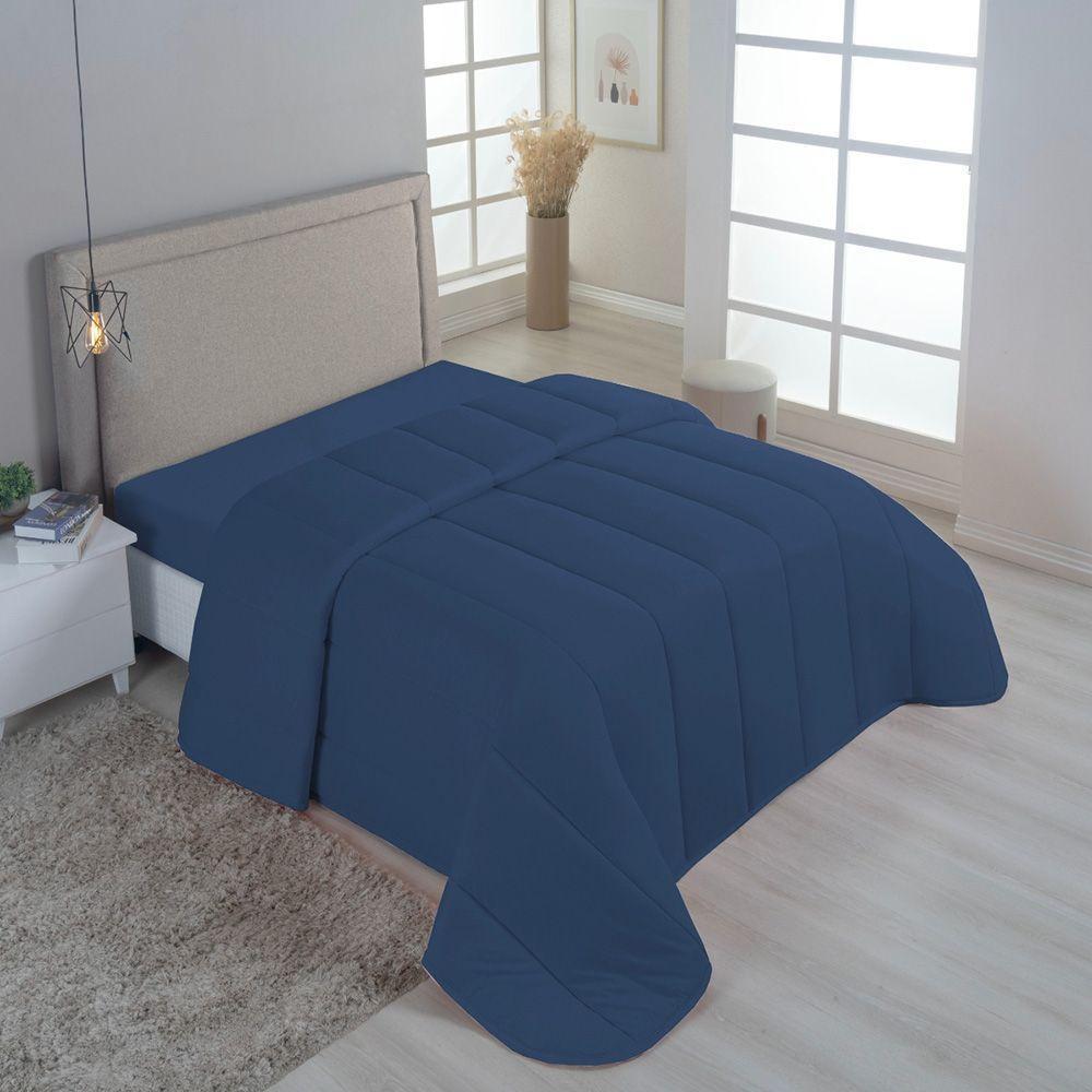 Edredom Minimal Queen Super Macio Malha 100% Algodão 01 Peça - Azul Marinho - 1