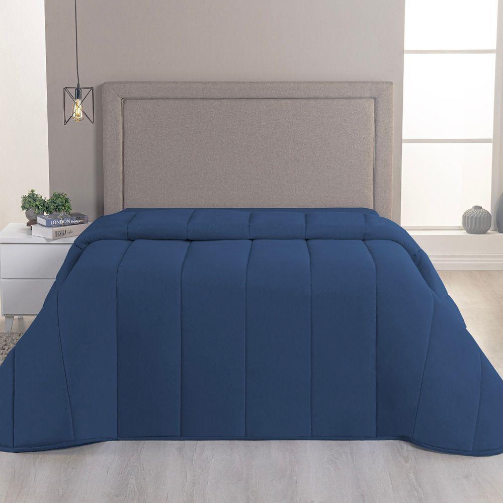 Edredom Minimal Queen Super Macio Malha 100% Algodão 01 Peça - Azul Marinho - 2