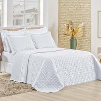 Kit Cobre Leito Colcha Eden Casal 3 Peças Percal 150 Fios 100% Algodão - Branco - 1