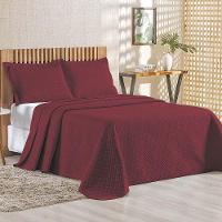 Kit Cobre Leito Colcha Ideale Queen 3 Peças Matelado Geométrico - Vinho - 100% Poliéster - 1