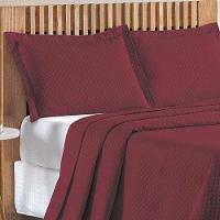 Kit Cobre Leito Colcha Ideale Queen 3 Peças Matelado Geométrico - Vinho - 100% Poliéster - 2