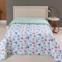 Edredom Queen Luar Super Macio Malha 100% Algodão Dupla Face 01 Peça - Verde Birds - 1