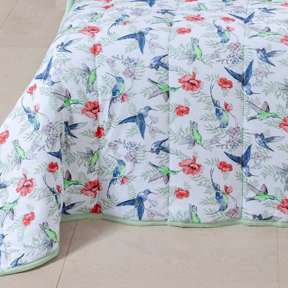 Edredom King Luar Super Macio Malha 100% Algodão Dupla Face 01 Peça - Verde Birds - 4