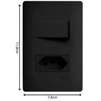 Conjunto Fame Habitat Black - Interruptor Simples 16a, Tomada 2p+t 20a - 3