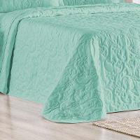 Kit Cobre Leito Colcha Celeste Queen 3 Peças Matelado Floral 180 Fios - Verde Tiffany - 3