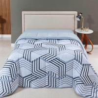 Edredom King Luar Super Macio Malha 100% Algodão Dupla Face 01 Peça - Cinza Geométrico - 1