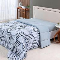 Edredom King Luar Super Macio Malha 100% Algodão Dupla Face 01 Peça - Cinza Geométrico - 2