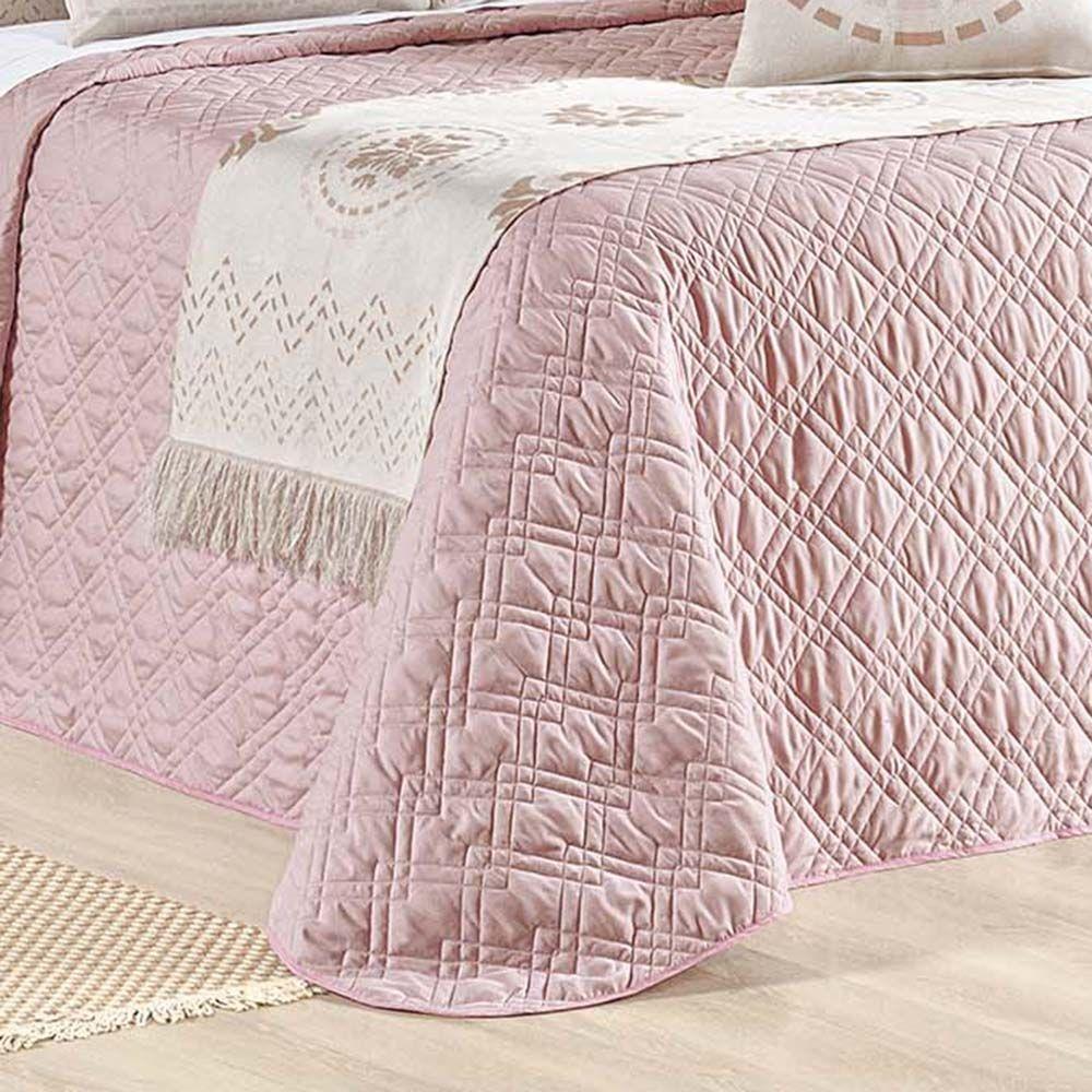 Kit Cobre Leito Colcha Tierry King 5 Peças Hipercal 180 Fios - Rose - 2