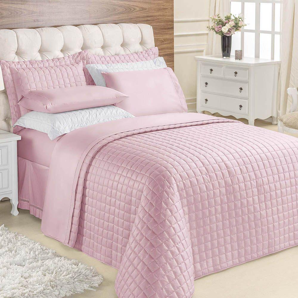 Kit Cobre Leito Colcha Veneza King 3 Peças Hipercal 180 Fios - Rose - 1
