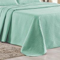 Kit Cobre Leito Colcha Ideale Queen 3 Peças Matelado Geométrico - Verde Tiffany - 100% Poliéster - 3