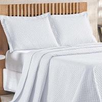 Kit Cobre Leito Colcha Ideale Queen 3 Peças Matelado Geométrico - Branco - 100% Poliéster - 2