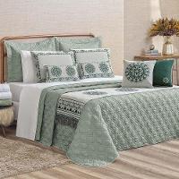 Kit Cobre Leito Colcha Tierry Queen 5 Peças Hipercal 180 Fios - Verde Malva - 1