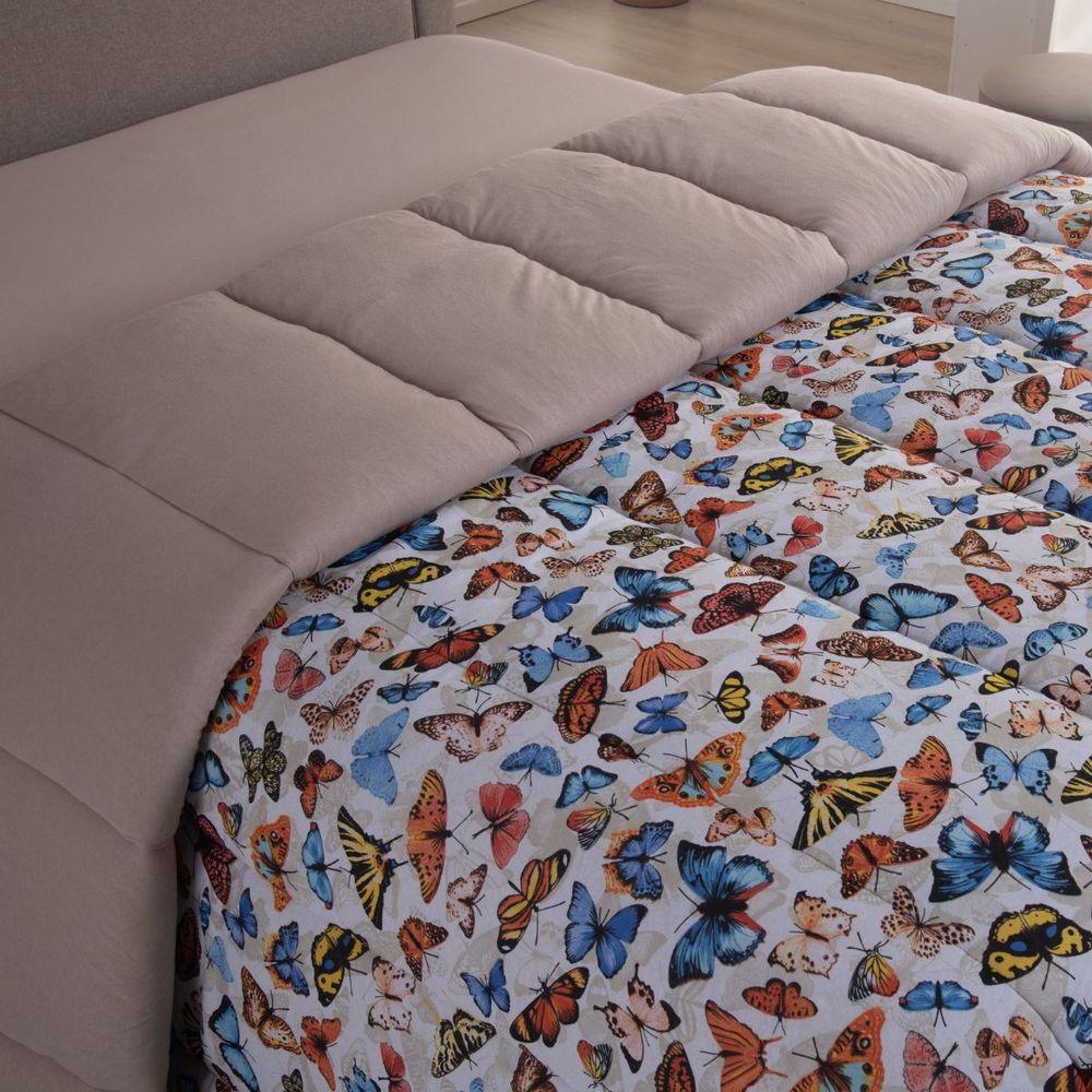 Edredom King Luar Super Macio Malha 100% Algodão Dupla Face 01 Peça - Bege Borboleta - 2