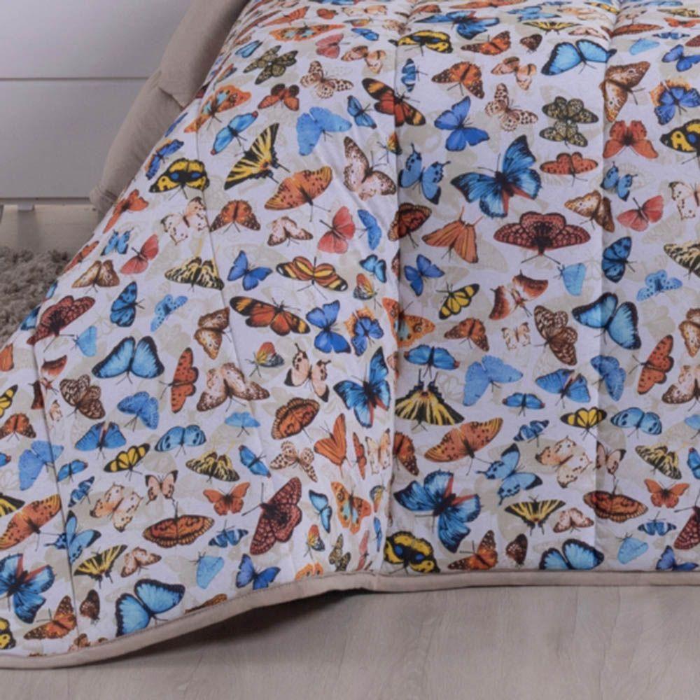 Edredom King Luar Super Macio Malha 100% Algodão Dupla Face 01 Peça - Bege Borboleta - 3