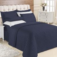 Kit Cobre Leito Colcha Veneza Queen 3 Peças Hipercal 180 Fios - Azul Marinho - 1