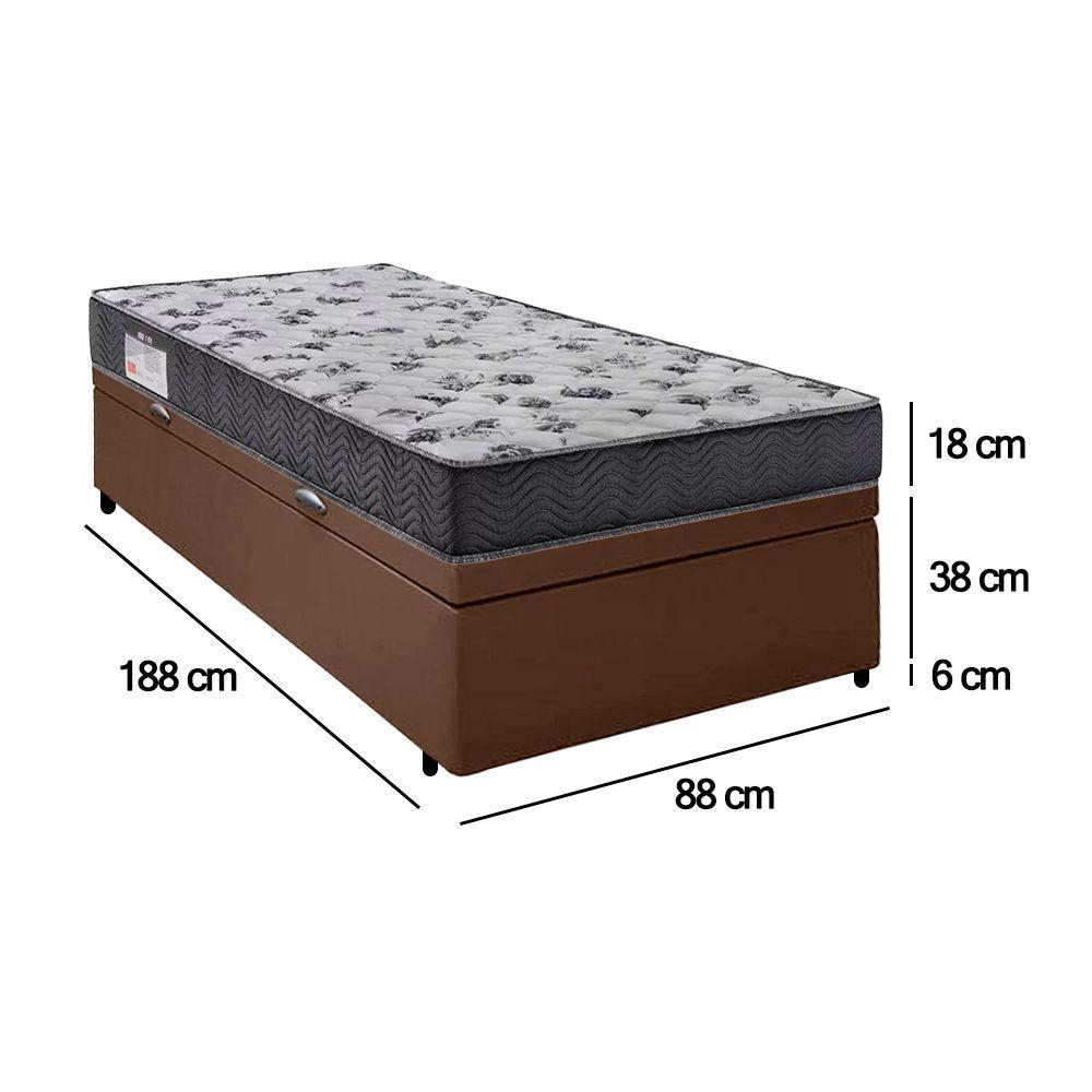 Cama Box Baú Solteiro Sintético + Colchão De Espuma D33 Sereneprime 88cm Marrom - 6