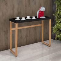 Aparador Buffet Slim Para Sala Cozinha Pés Madeira Tampo MDF Preto - 1