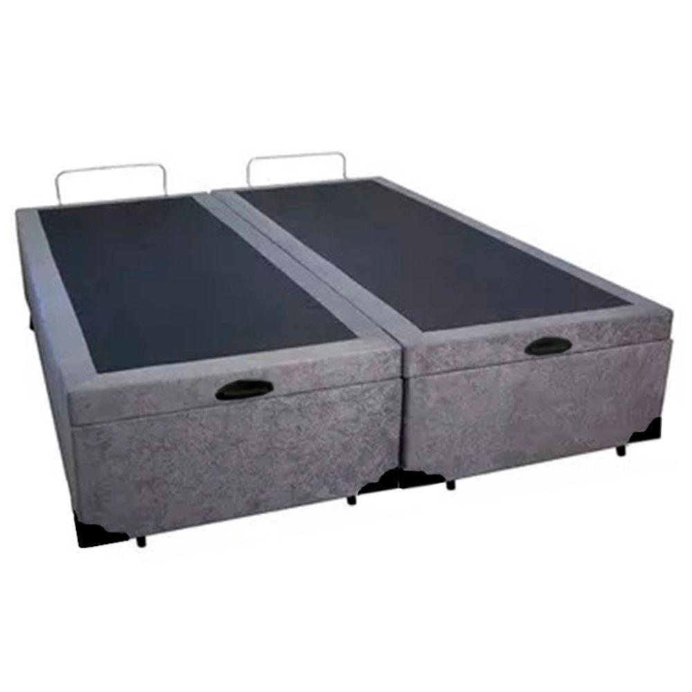 Cama Box Baú King Bipartido Suede Sereneprime Cinza 192x203x44 - 6