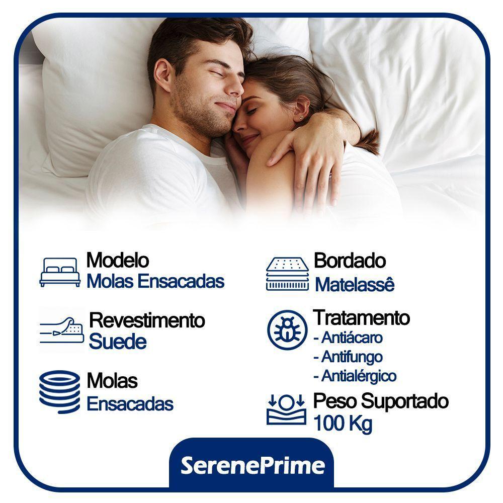 Cama Box Baú Casal Sintético + Colchão De Molas Ensacadas Sereneprime 138x188x62cm Marrom - 4
