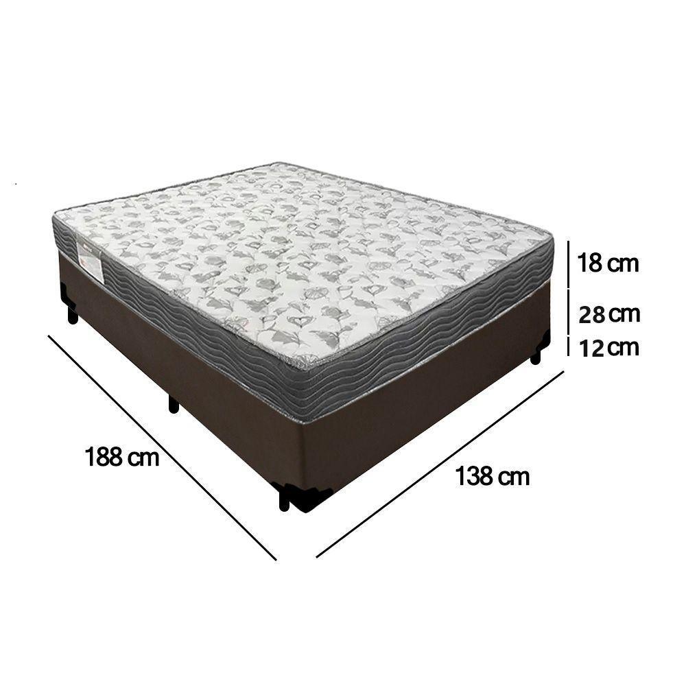 Cama Box Casal Sintético + Colchão De Espuma D33 Sereneprime 138cm Marrom - 4
