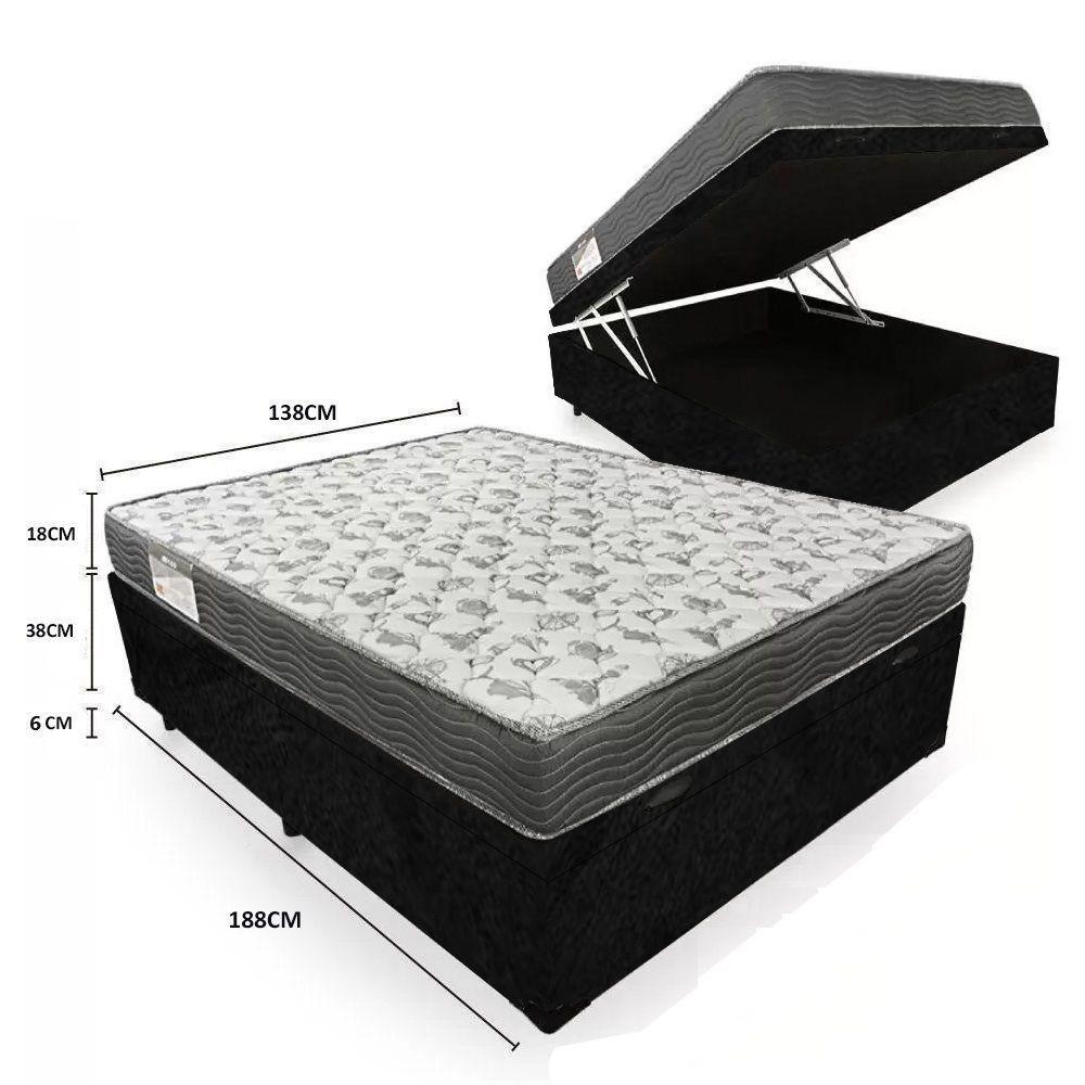Cama Box Baú Casal Suede + Colchão De Espuma D33 Sereneprime 138cm Preto - 3