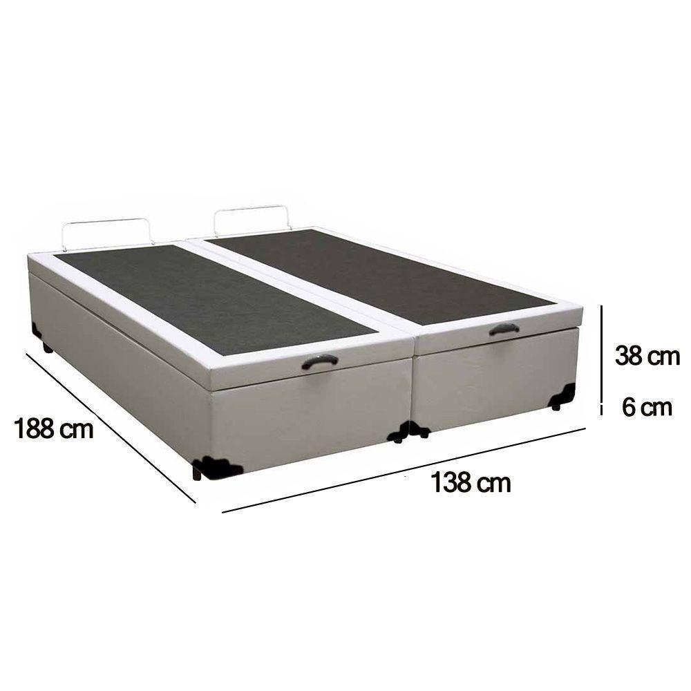 Cama Box Baú Casal Bipartido Sintético Sereneprime Branco 138x188x44 - 3
