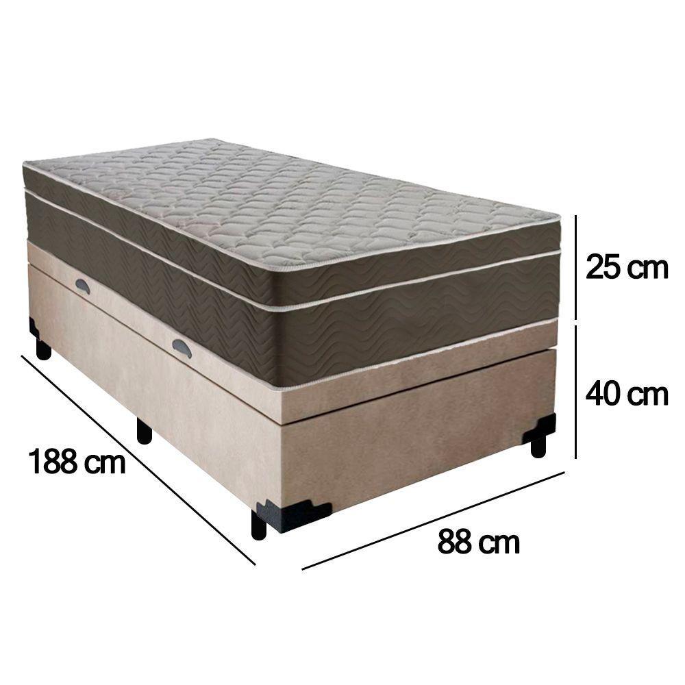 Cama Box Baú Suede Solteiro + Colchão Sereneprime Molas Ensacadas 88x188x69 Bege - 4