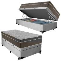 Cama Box Baú Suede Solteiro + Colchão Sereneprime Molas Ensacadas 88x188x69 Cinza - 1